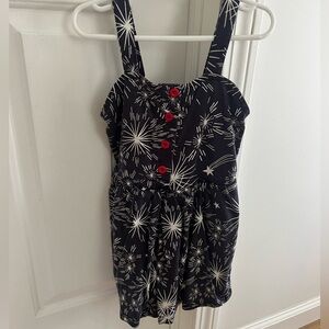 Girls Hanna Anderson 6-7 navy blue fireworks dress w built in shorts